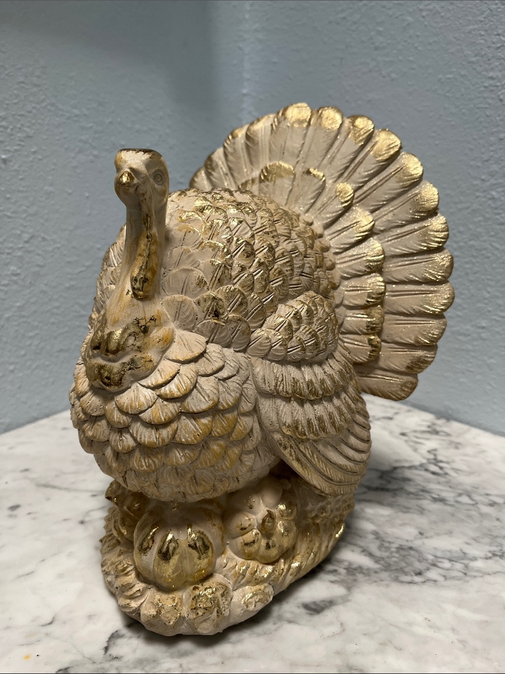 Gold Metallic paint resin turkey figurine